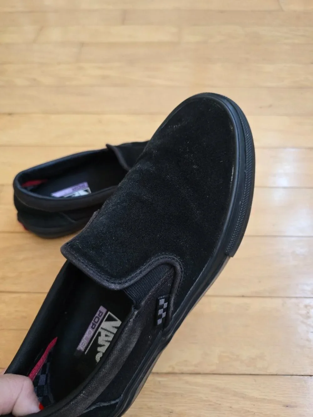 Vans | ProCush Classic Triple Black Suede Skater Slip-On Sneakers | Men's 8.5
